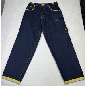 Heaven Or Hell Baggy Blue Jean Hip Hop Y2k Streetwear Vintage Mens 36 SUPER RARE